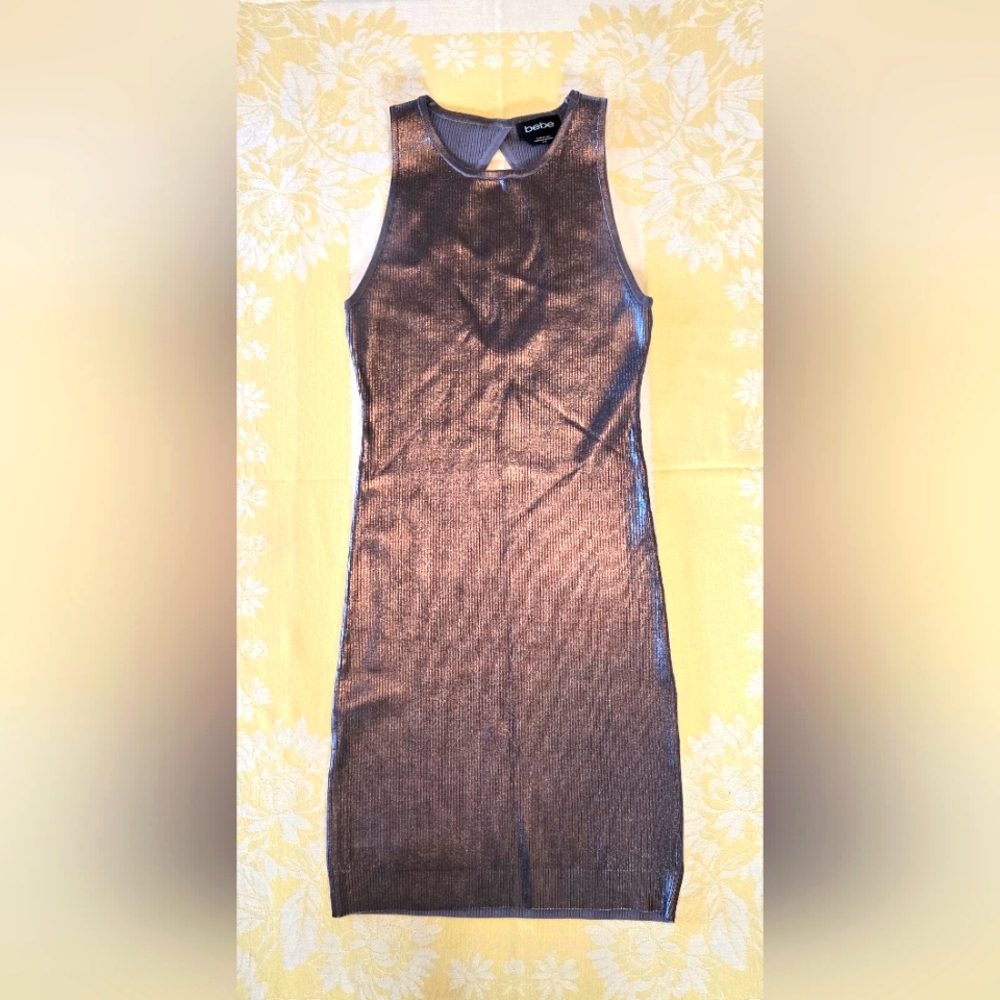Bebe Silver Bodycon Sleeveless Dress